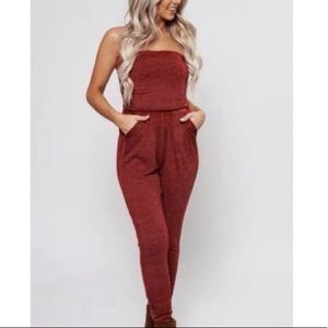 Burgundy Jumpsuit/Jumper- Strapless